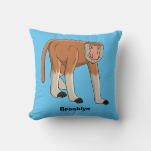 Coussin Illustration drôle de singe proboscis