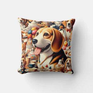 Coussin Illustration du Beagle rétro