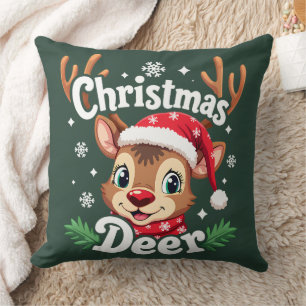 Coussin Illustration du cerf de Noël mignon