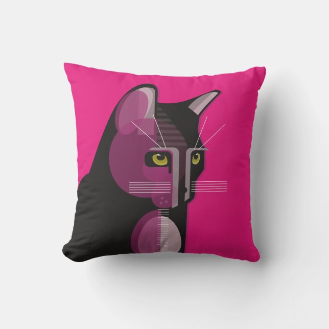 Coussin Illustration du chat géométrique (Recto)
