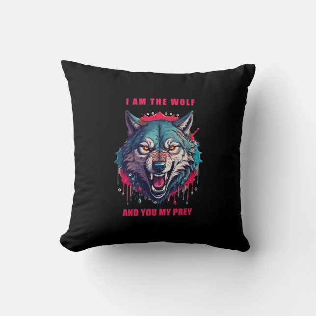 Coussin Illustration du concept de loup et de proie (IA+Hu (Recto)