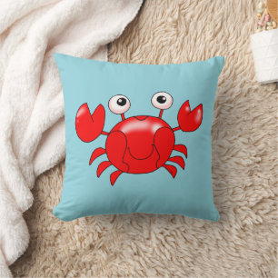 Coussin Illustration du crabe rouge au dessin souriant
