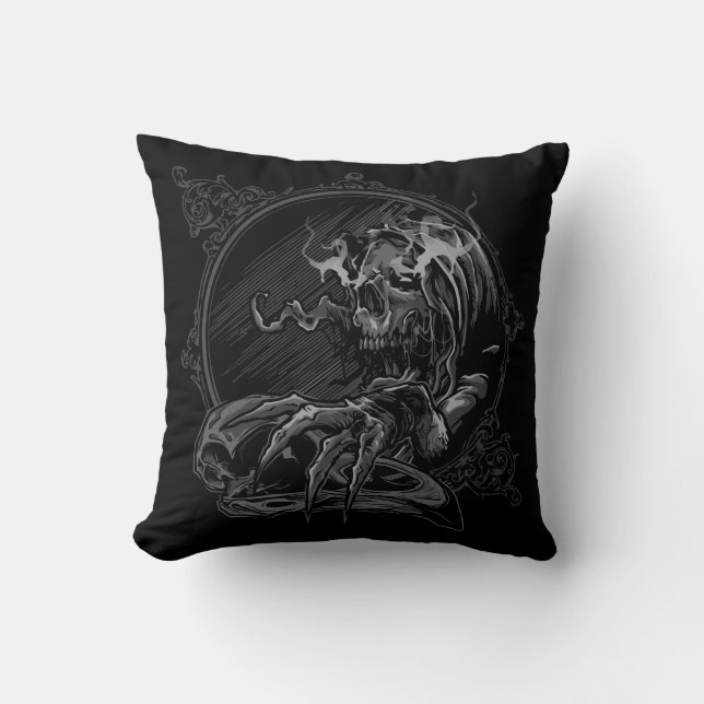 Coussin Illustration du mal crânien éffrayant (Recto)