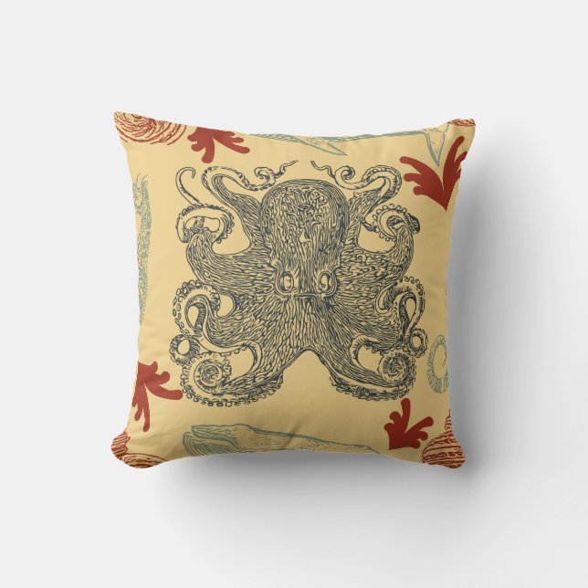 Coussin Illustration du monstre marin de la crème marine (Recto)