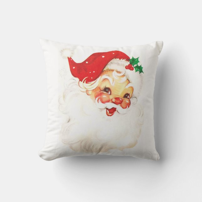 Coussin Illustration du Père Noël vintage (Recto)