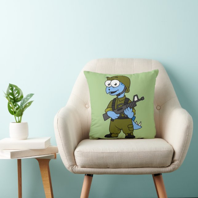 Coussin Illustration D'Un Soldat De Stegosaurus. (Chaise)