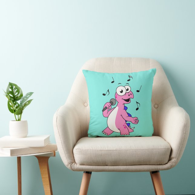 Coussin Illustration D'Un Stegosaurus Chantant. (Chaise)
