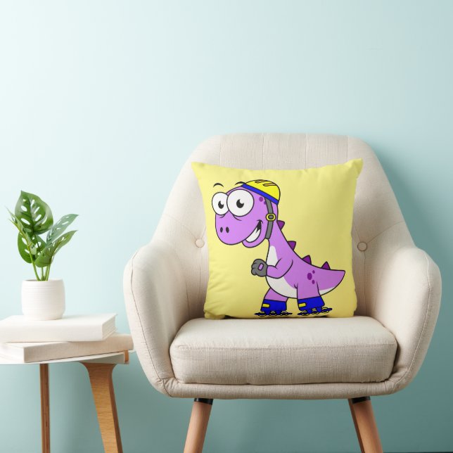 Coussin Illustration D'Un Tyrannosaurus Rex De Patinage. (Chaise)
