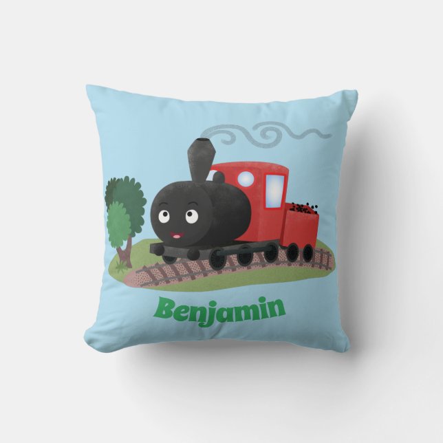Coussin Illustration d'une locomotive à vapeur mûre (Recto)