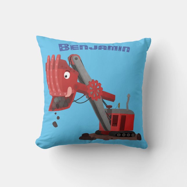 Coussin Illustration d'une pelle à vapeur rouge mou (Recto)