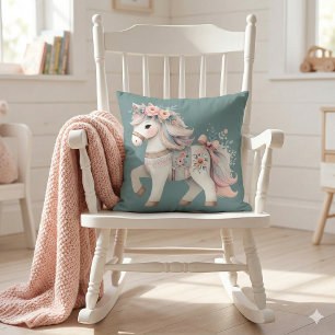 Coussin Illustration Fantastique de Cheval aux Pastels Flo