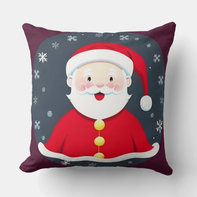 Coussin Illustration festive avec le Père Noël (Recto)