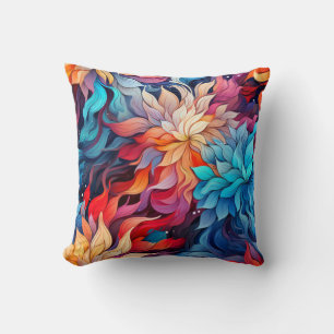 Coussin Illustration Florale Abstraite Colorée