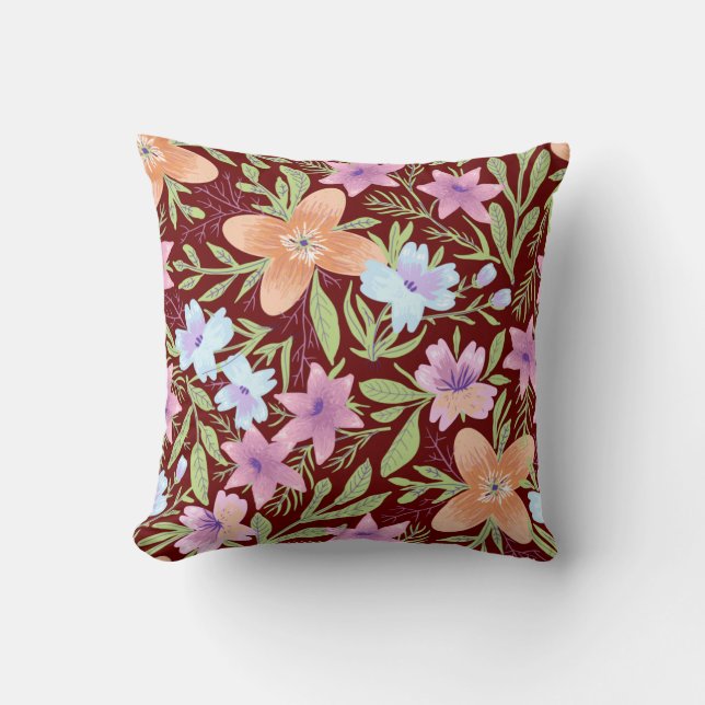 Coussin Illustration florale pastel (Recto)
