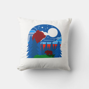 Coussin Illustration géométrique audacieuse de l'ours et d