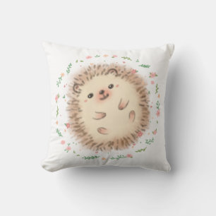 Coussin Illustration Hérisson & Fleurs
