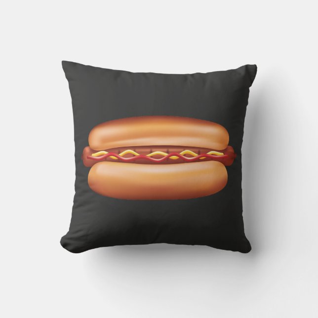 Coussin Illustration Hot Dog Fast Food Sur Dark Arrière -  (Recto)