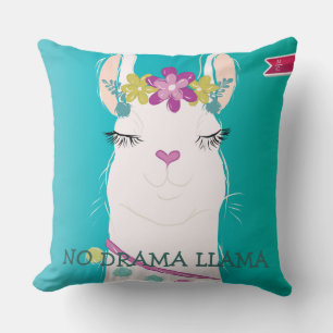 Coussin Illustration No Drama Llama avec Monogramme