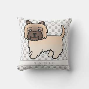 Coussin Illustration & nom du chien Cairn Terrier roux