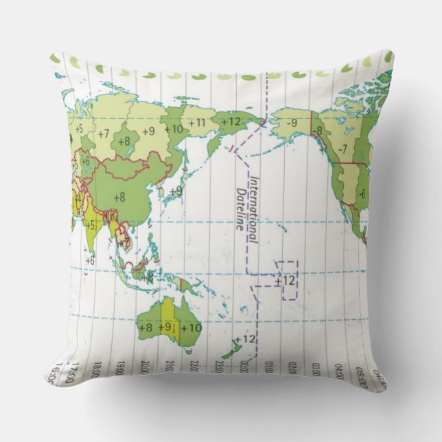 Coussin Illustration numérique de la carte du monde montra (Recto)
