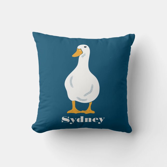 Coussin Illustration personnalisée de canard blanc avec pl (Recto)