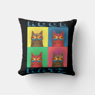 Coussin Illustration Pop Art de chats cool portant des lun