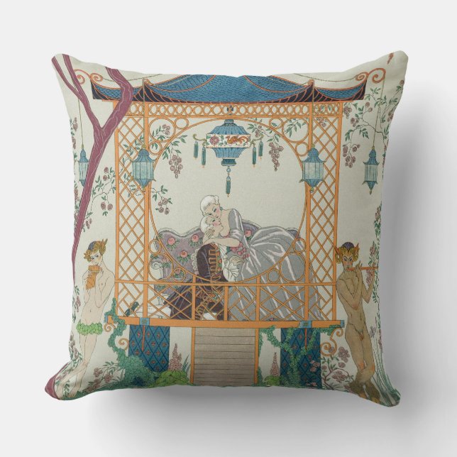 Coussin Illustration pour des "fêtes Galantes" par Paul (Recto)
