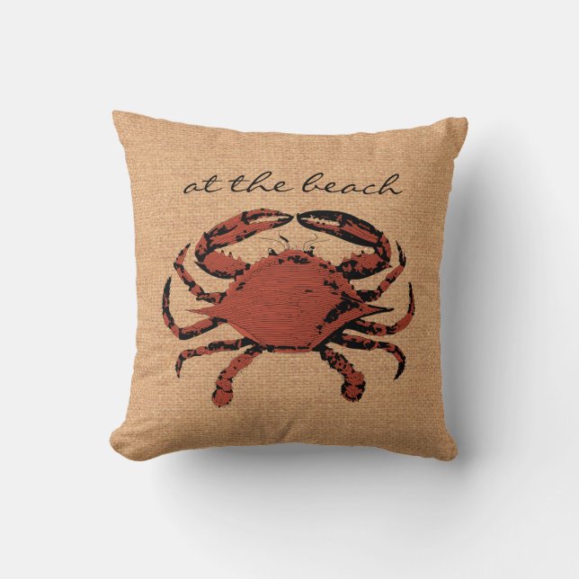 Coussin Illustration rouge de crabe - maison nautique de (Recto)