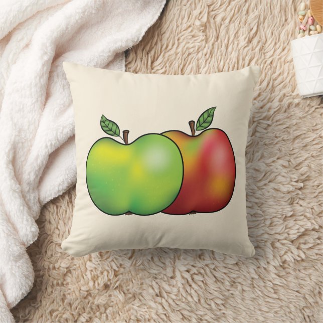 Coussin Illustration Rouge Et Vert De Pomme De Carton Frui (Couverture)