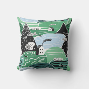 Coussin Illustration scandinave abstraite dessinée à la ma