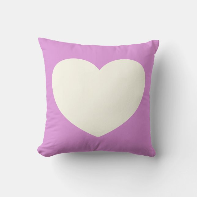 Coussin Illustration simple de coeur mou en rose et blanc (Recto)