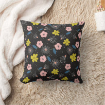 Illustration simple en noir et rose Modèle floral