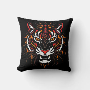 Coussin Illustration stylisée de la tête d'un tigre
