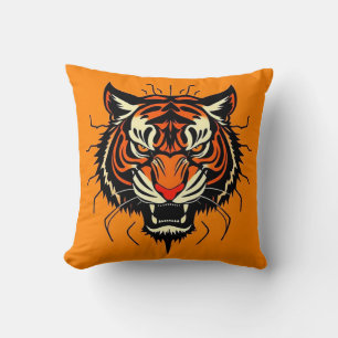 Coussin Illustration stylisée de la tête d'un tigre