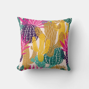 Coussin Illustration Vintage Cactus sans joint.