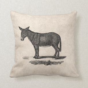 Coussin Illustration vintage d'âne - ânes 1800's