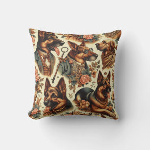 Coussin Illustration vintage de berger allemand
