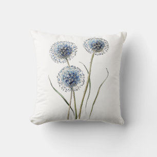 Coussin Illustration Vintage de Chardon Bleu Globe