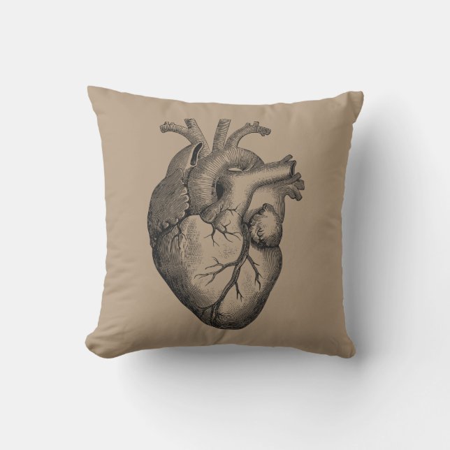 Coussin Illustration vintage de coeur (Recto)
