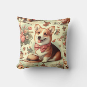 Coussin Illustration vintage de Corgi Cardigan gallois