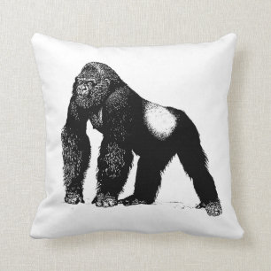 Coussin Illustration vintage de gorille de Silverback,