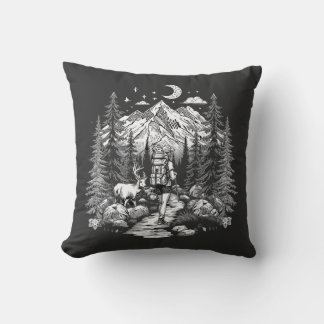 Coussin illustration vintage de randonnée