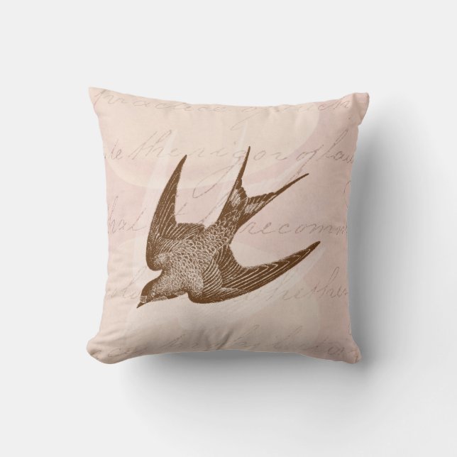 Coussin Illustration vintage d'hirondelle - oiseau 1800's (Recto)
