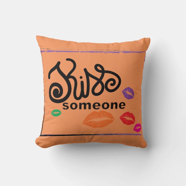 Coussin Illustration Whimsical Colorful KISSES (Recto)