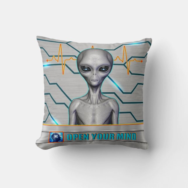 Coussin ILS SONT DÉJÀ ICI - OUVREZ VOTRE ESPRIT design col (Recto)
