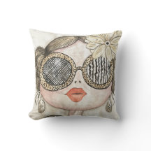 ilustración de cara de chica fashion con gafas 