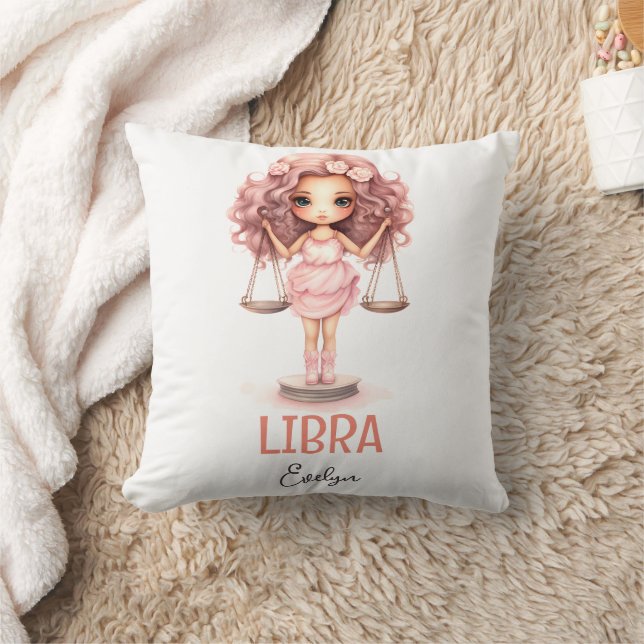 Coussin Image d'aquarelle mignonne Libra Nom du zodiaque (Couverture)