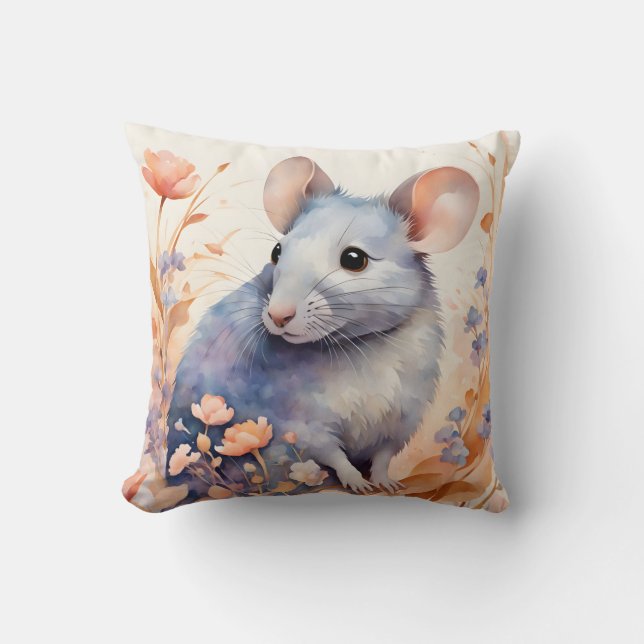 Coussin Image de l'aquarelle de la souris (Recto)