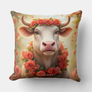 Coussin Imaginaire Cute Jovely Cow Roses