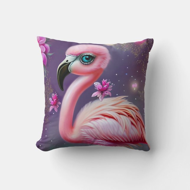 Coussin Imaginaire Cute Kawaii bébé flamingo (Recto)